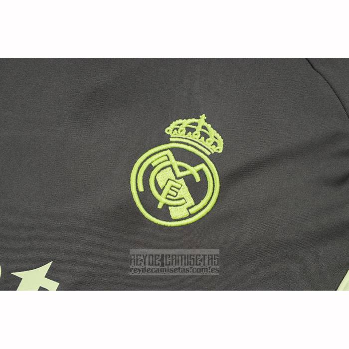 Chandal del Real Madrid Manga Corta 2025-2026 Gris Verde - Pantalon Corto